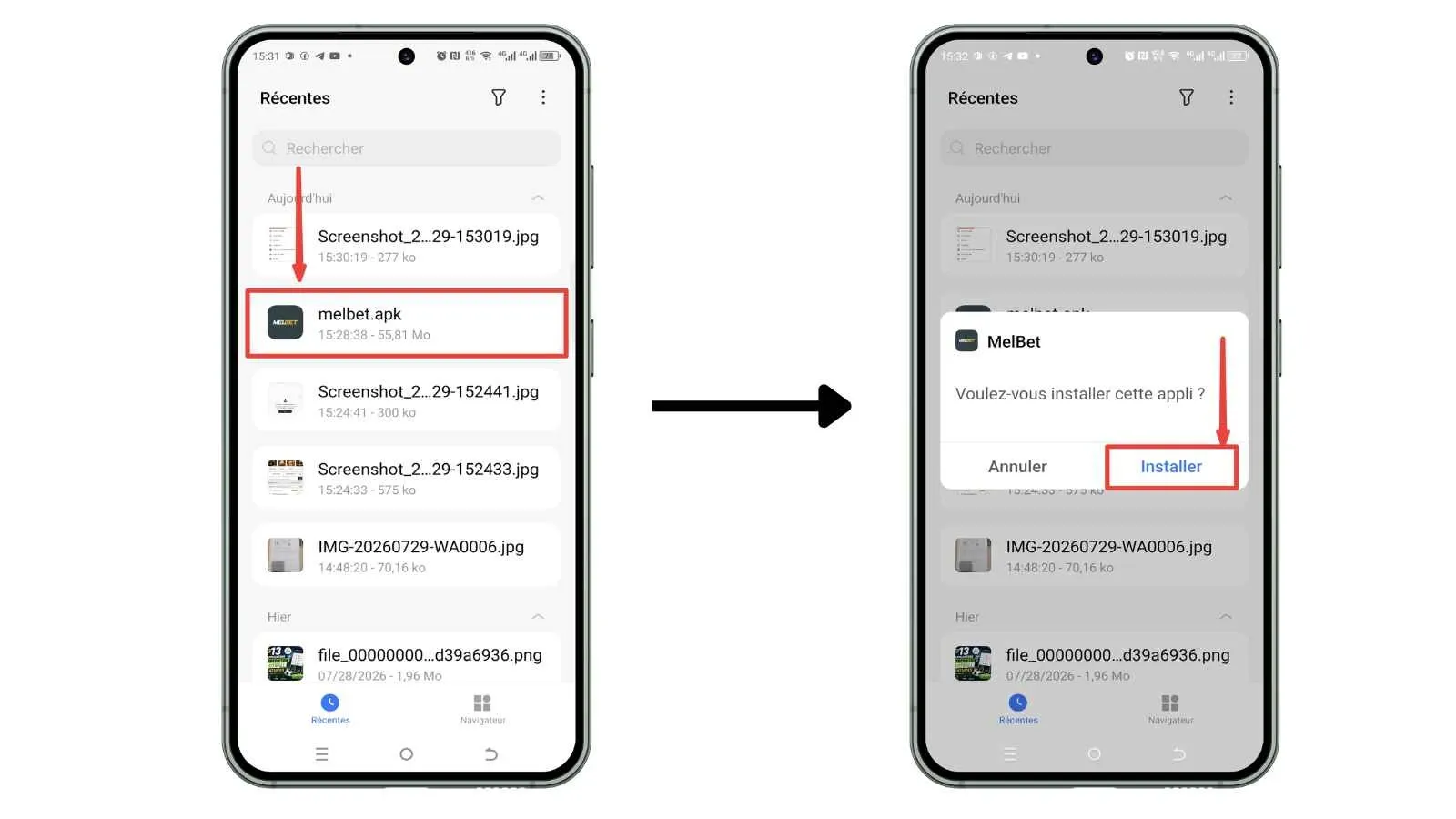 Installation de l'APK Melbet sur Android