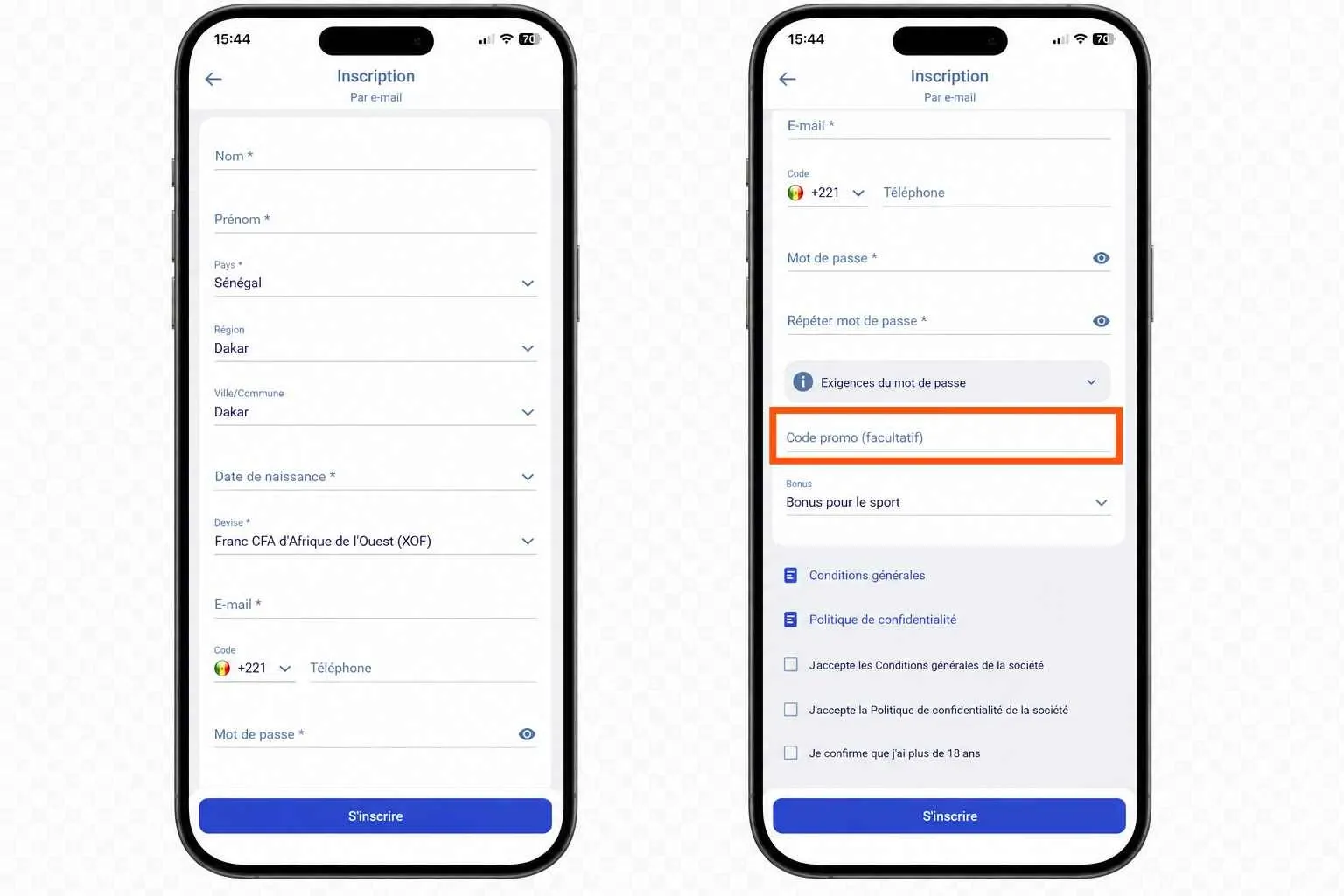 Les étapes d'inscription sur l'application Paripesa