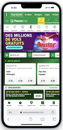 Site de paris sportifs Premierbet