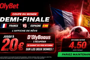 Bonus Olybet jusqu’à 20 € d’OlyBonus à gagner pour la demi-finale France-Espagne sur Olybet