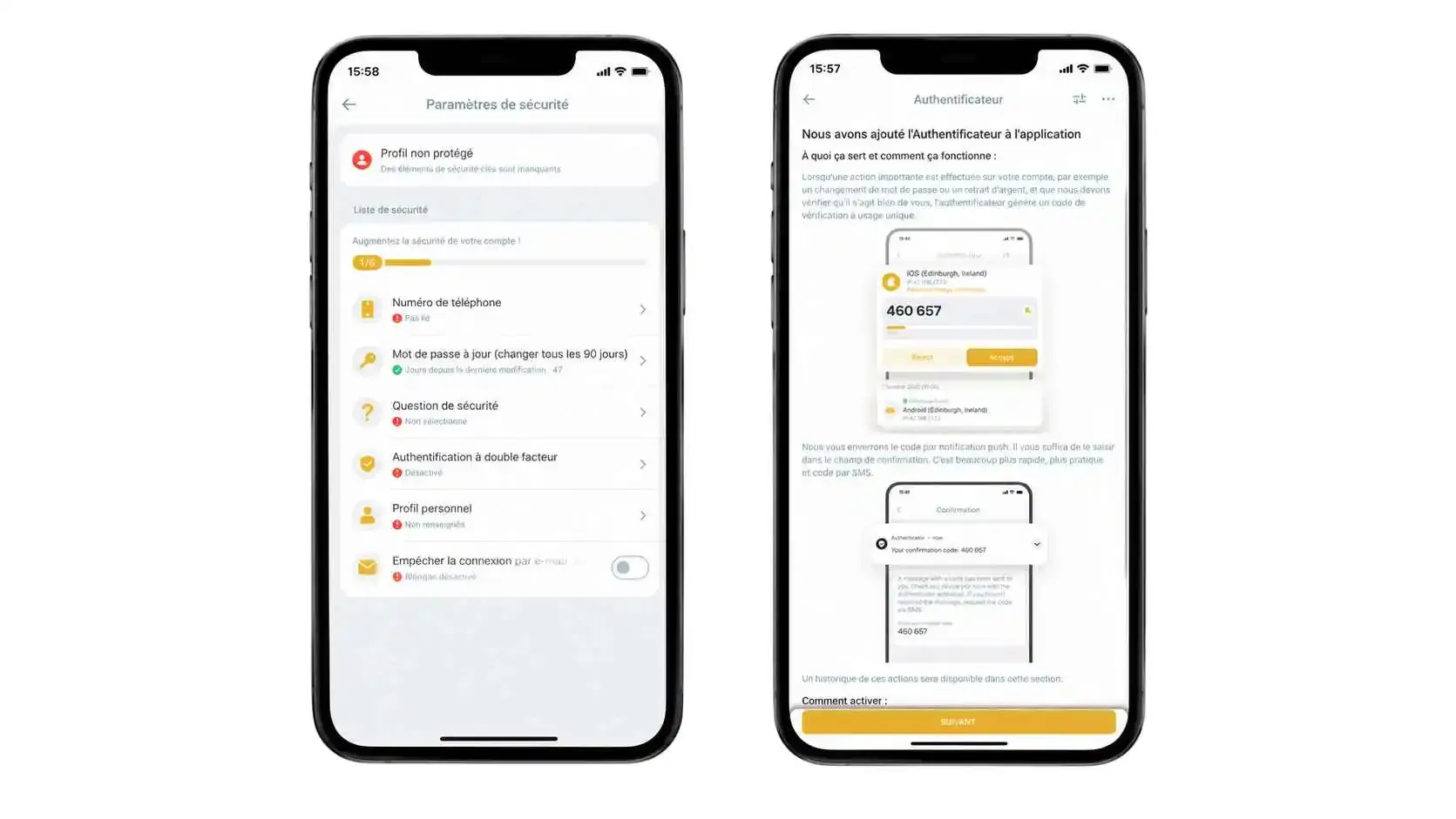 Sécurité du compte sur l'app Melbet