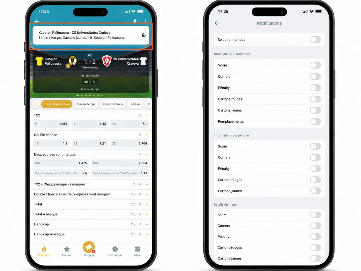 Notification push Melbet