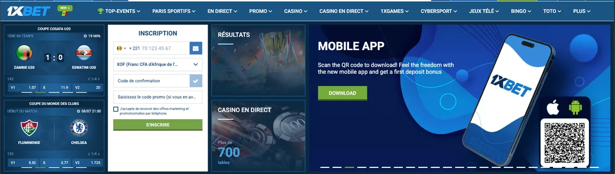 L'ergonomie du site 1xBet est excellente mais peut être revue d'un point de vue UX.