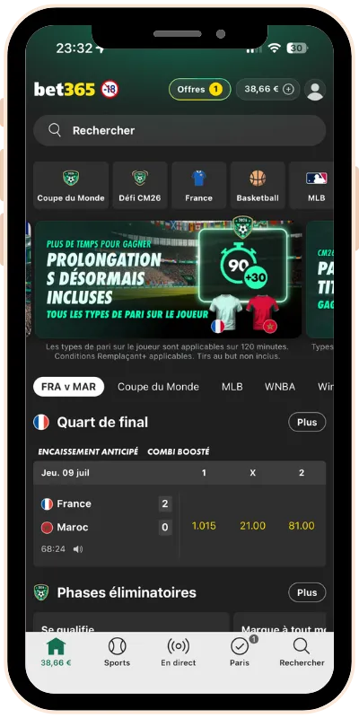 Offre de prolongations incluses sur les matchs de la Coupe du monde 2026