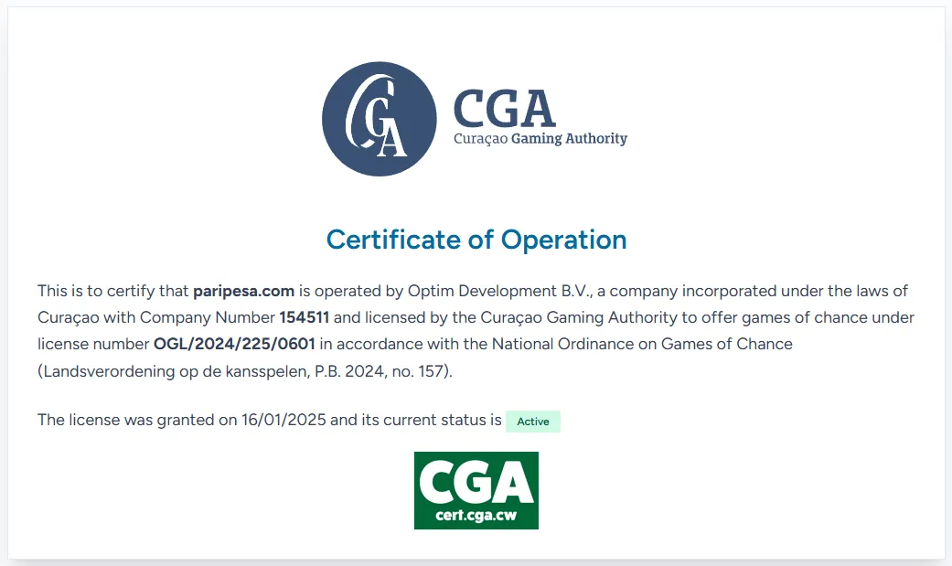 Licence de la Curaçao Gaming Authority
