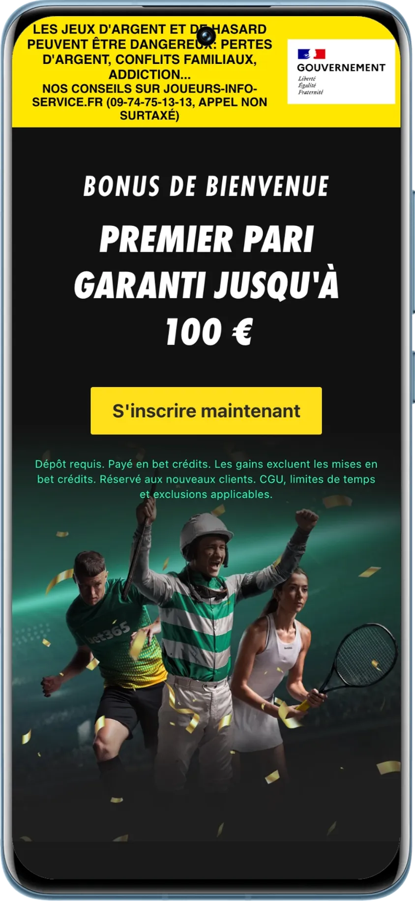 Bonus de bienvenue sur bet365 en cliquant sur notre lien