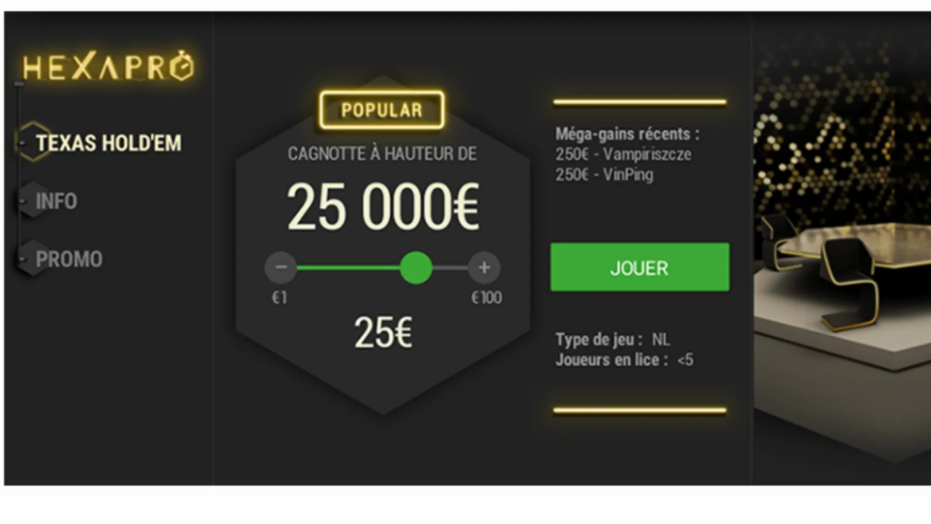 Texas hold'em sur Unibet poker