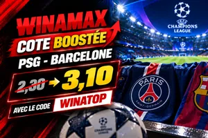 Code bonus Winamax WINATOP : PSG-Barcelone boosté à 3,10