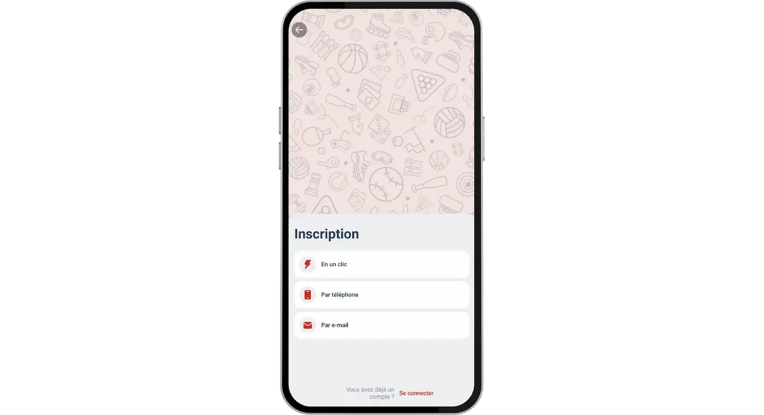 3 choix d'inscription sur l'application Megapari APK