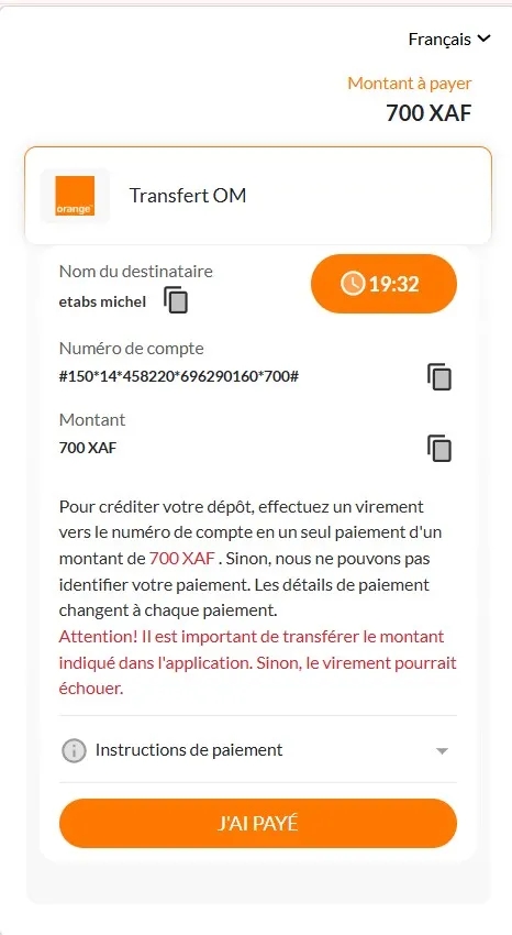 Confirmation dépot Linebet
