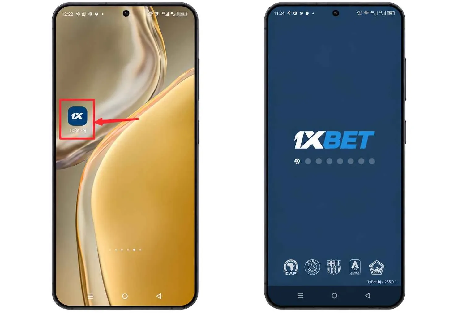 Création du raccourci de l'APK 1xBet une fois installée