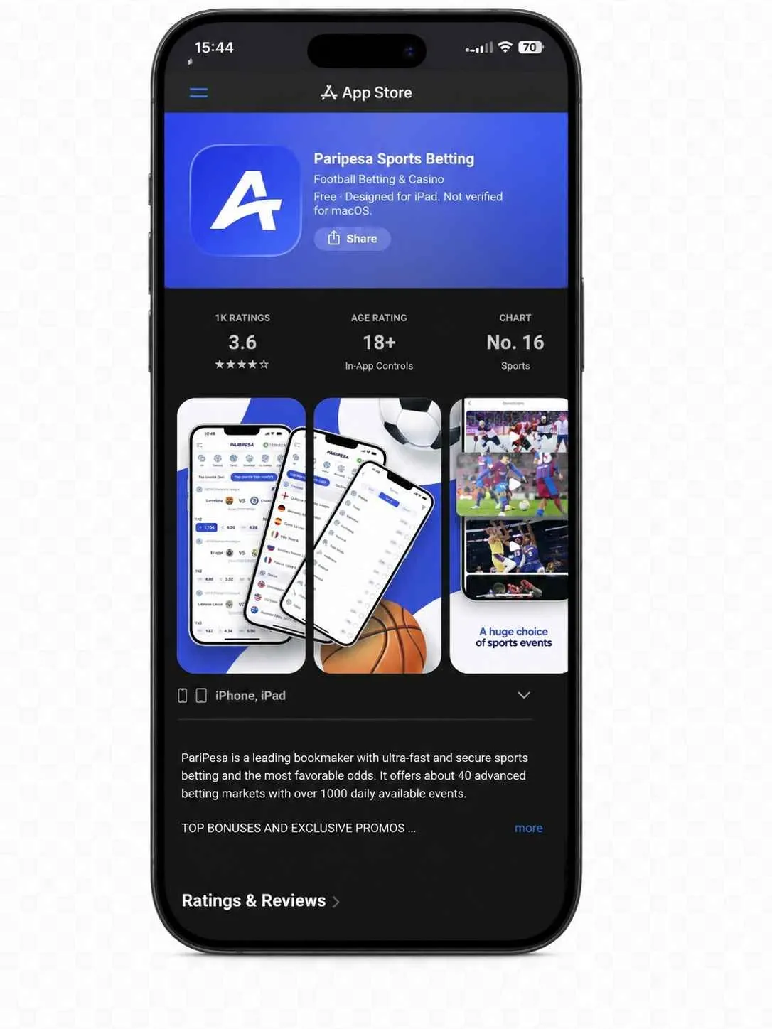 App PariPesa iOS sur l'App Store
