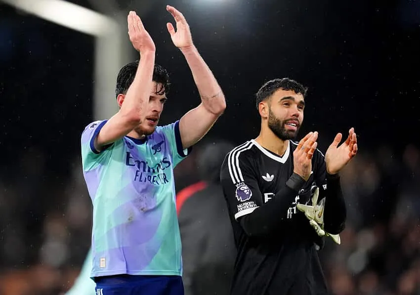 Declan Rice et David Raya