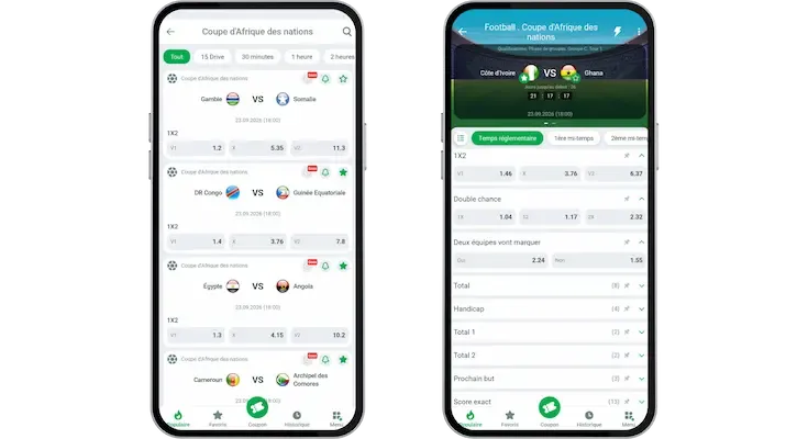 Avant-match sur l'app Linebet sur mobile