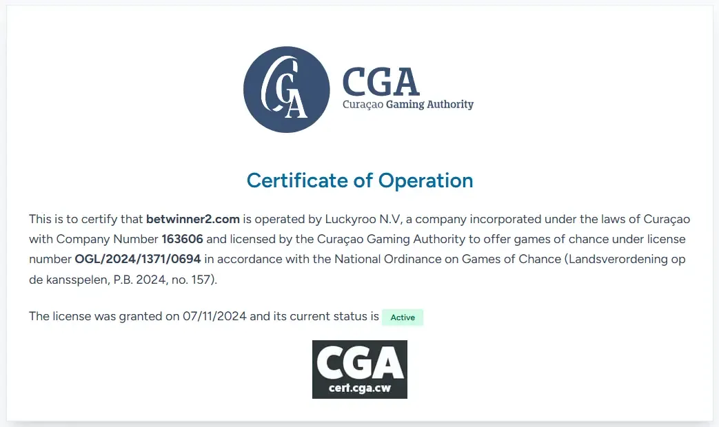 Licence BetWinner