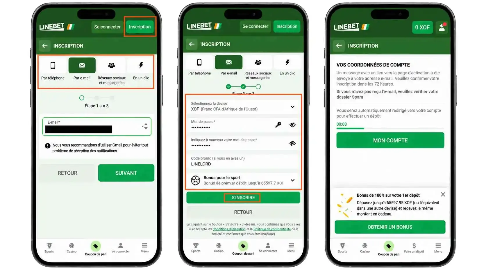 Comment créer un compte  Linebet