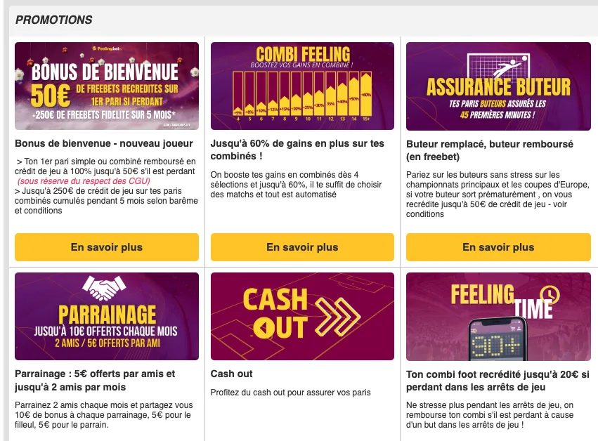 Promotions sur Feelingbet 