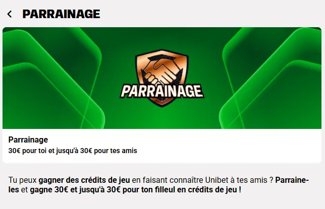 La nouvelle offre parrainage d'Unibet