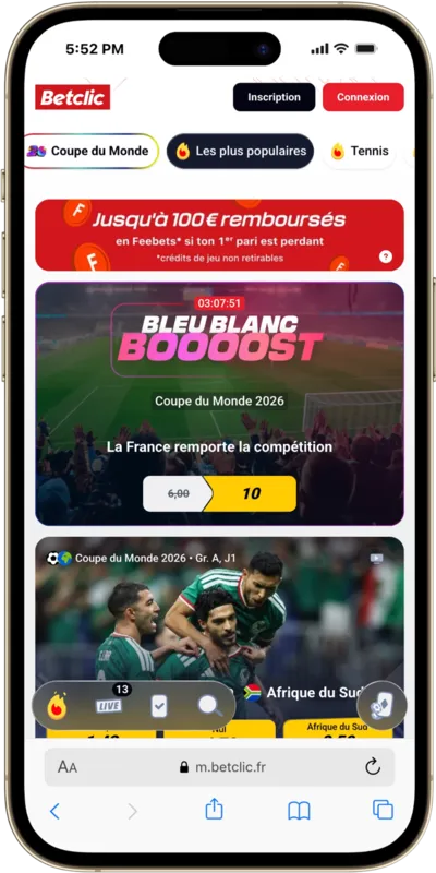 Application Betclic sur iPhone