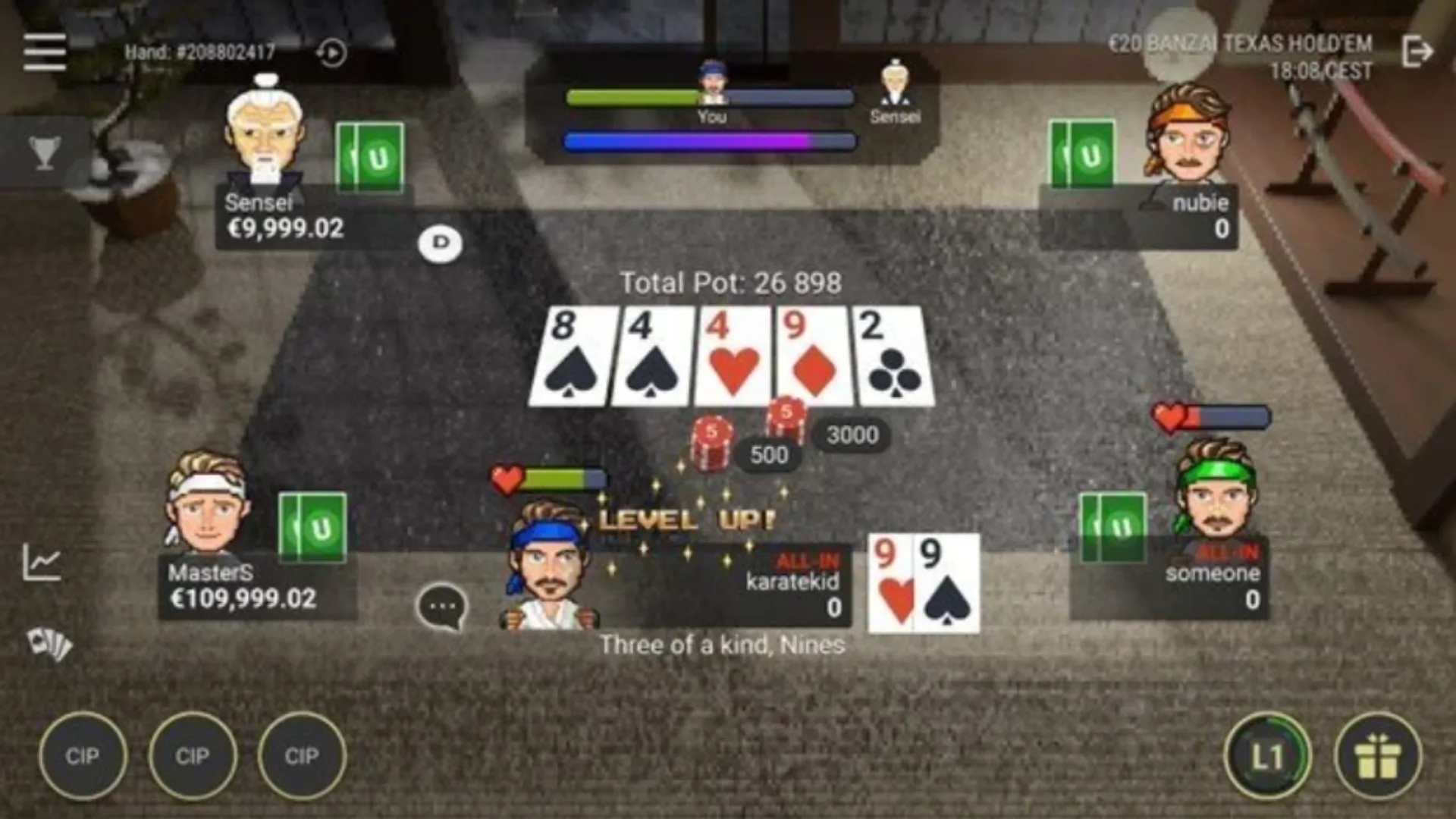 Une table de Banzai sur Unibet poker