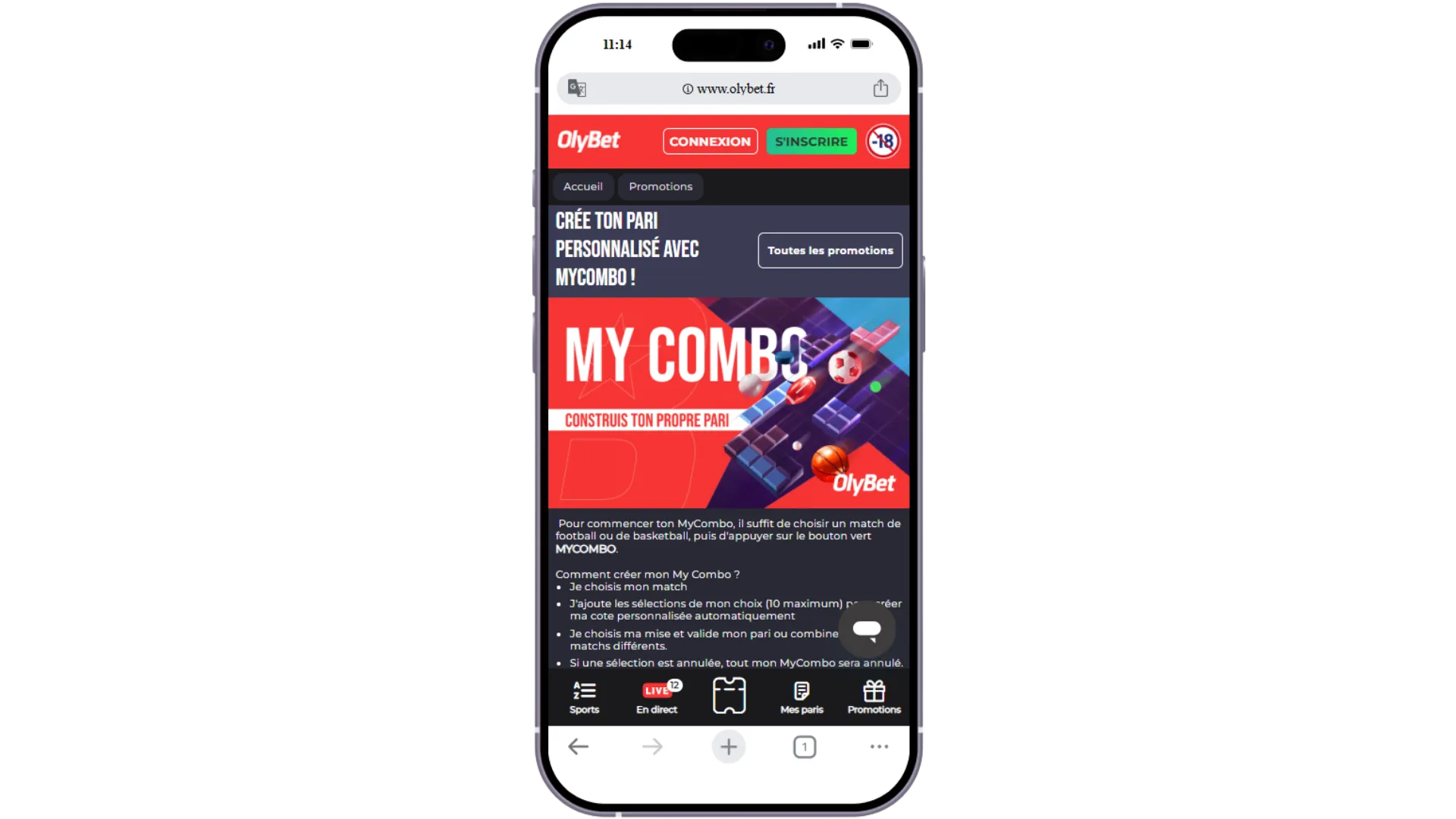 Mycombo pour faire des paris personnalisés sur Olybet