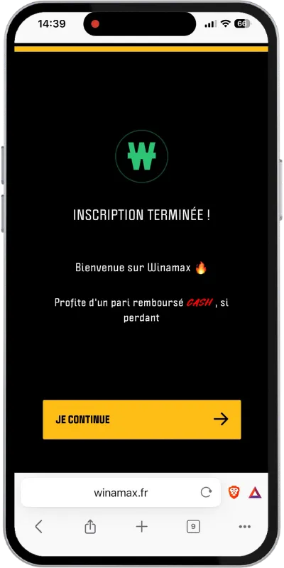 Inscription finalisée sur Winamax lors de nos tests