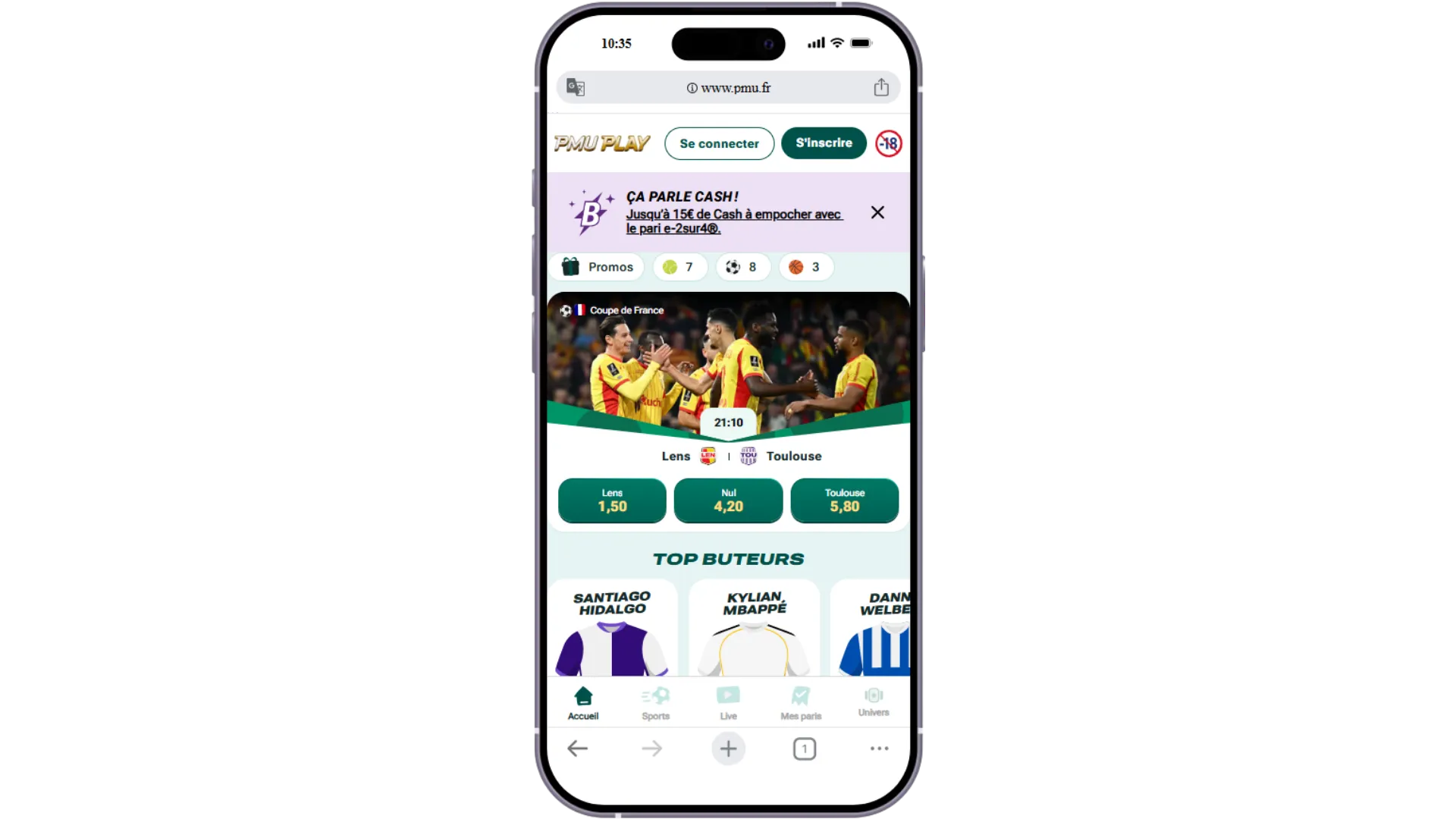 La nouvelle interface d'accueil de PMU PLAY