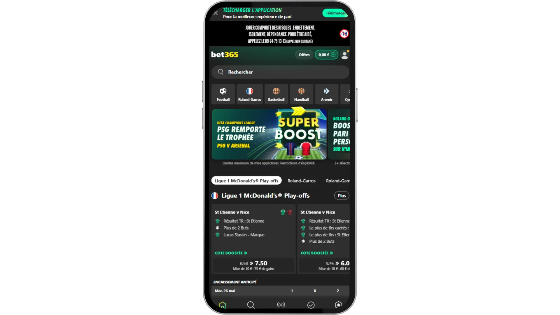 Télécharger le fichier apk Bet365 sur le site officiel