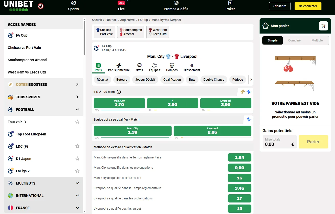 Faire un pari sur Unibet