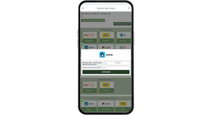 Retrait sur Linebet APK