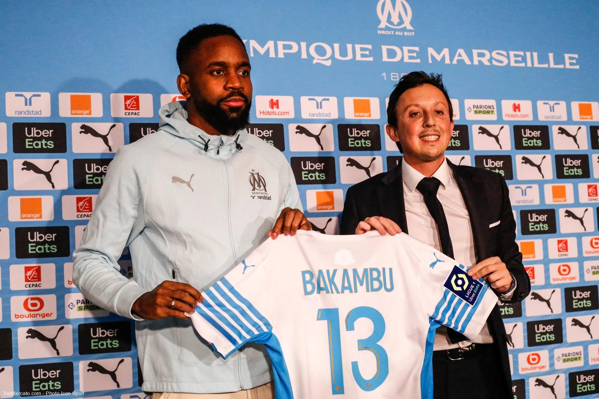 Cédric Bakambu et Pablo Longoria, OM, Olympique de Marseille