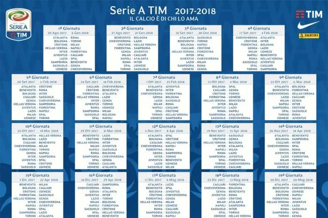 Serie A : le calendrier complet de la nouvelle saison