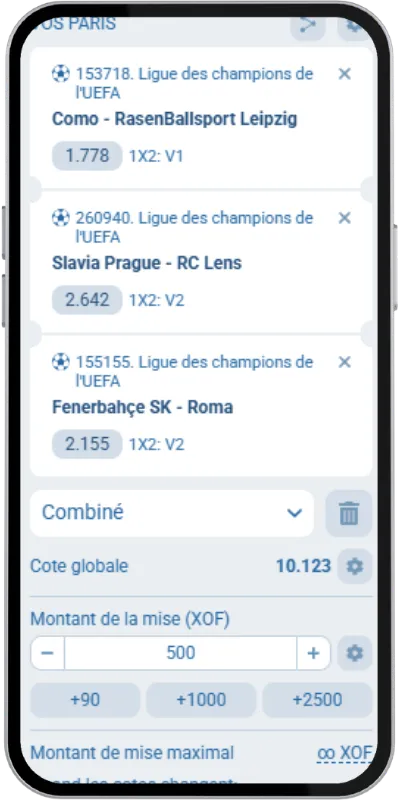 Combiné Ligue des Champions avec le code promo 1xBet
