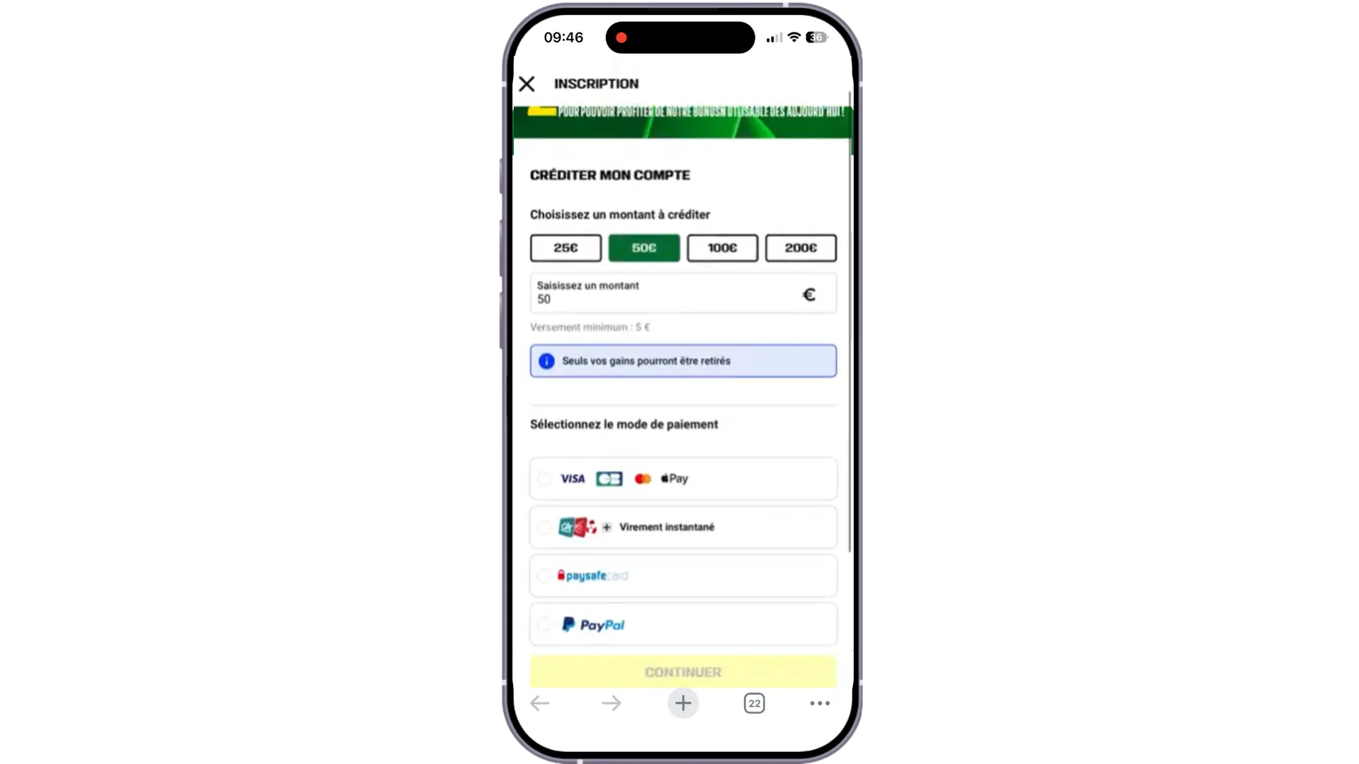 Faire son 1er dépôt sur Unibet