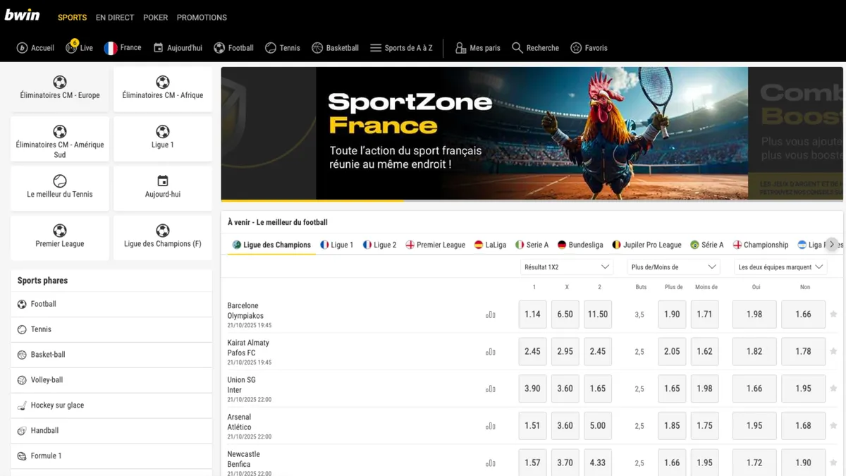Bwin est un site de pari qui offre une excellente flexibilité
