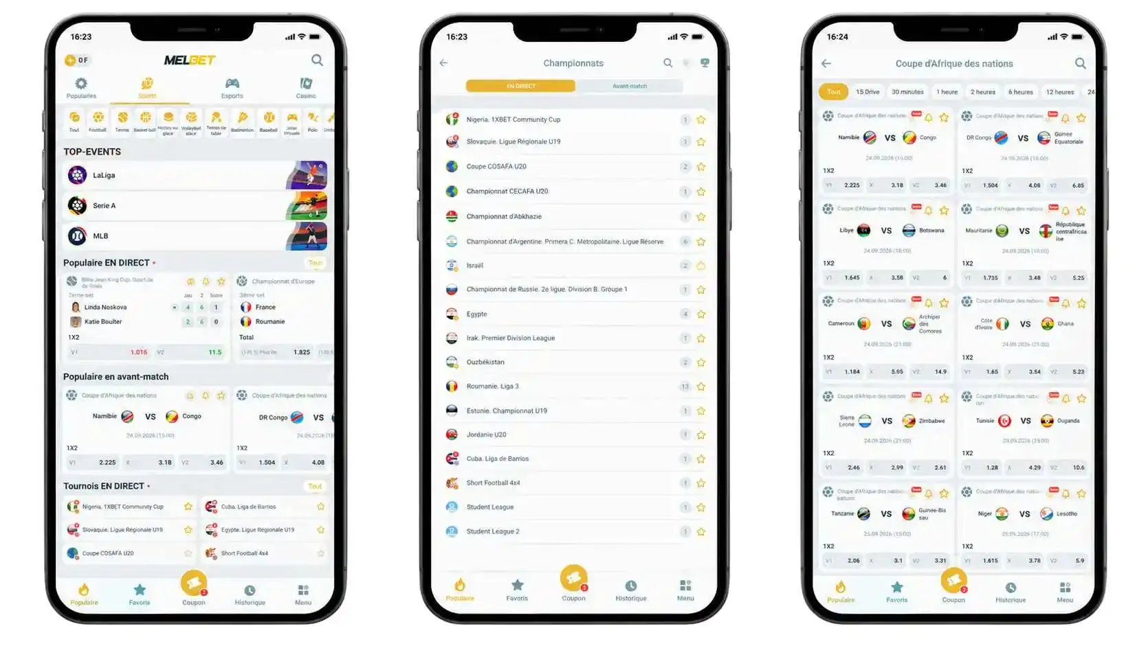 Parier sur l'app Melbet