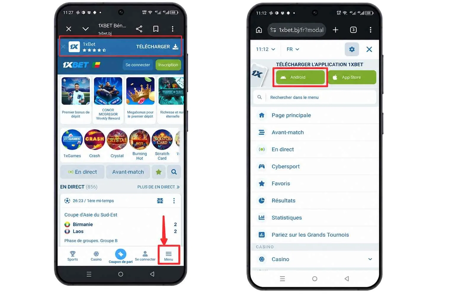 Installer l'appli 1xBet via le site officiel