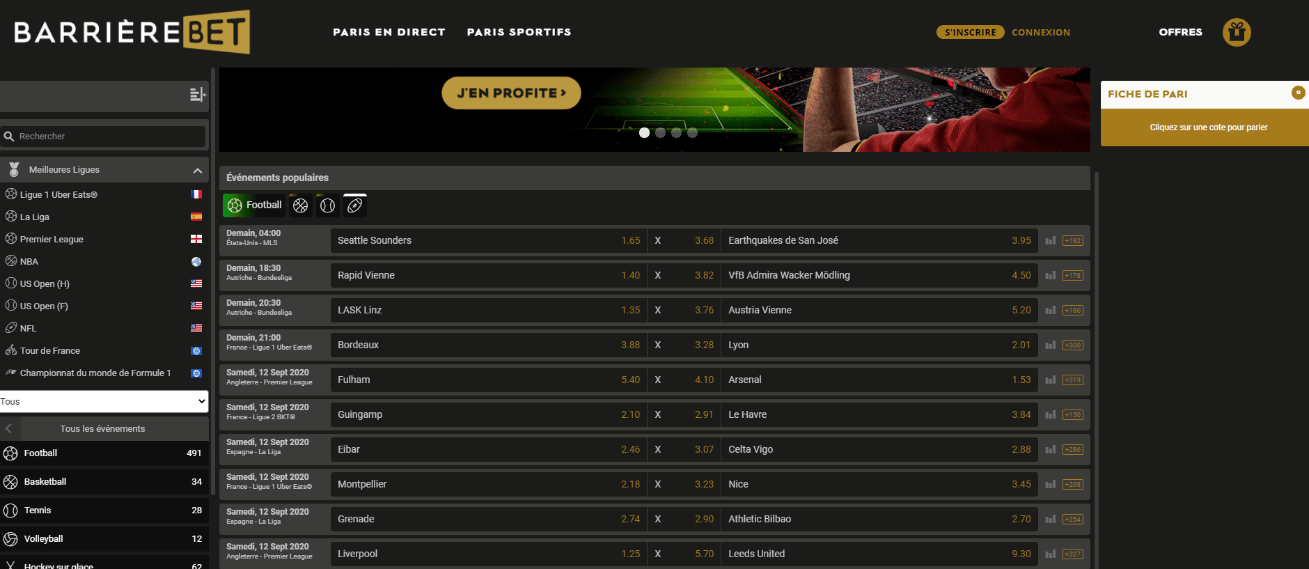 Homepage BarriereBet