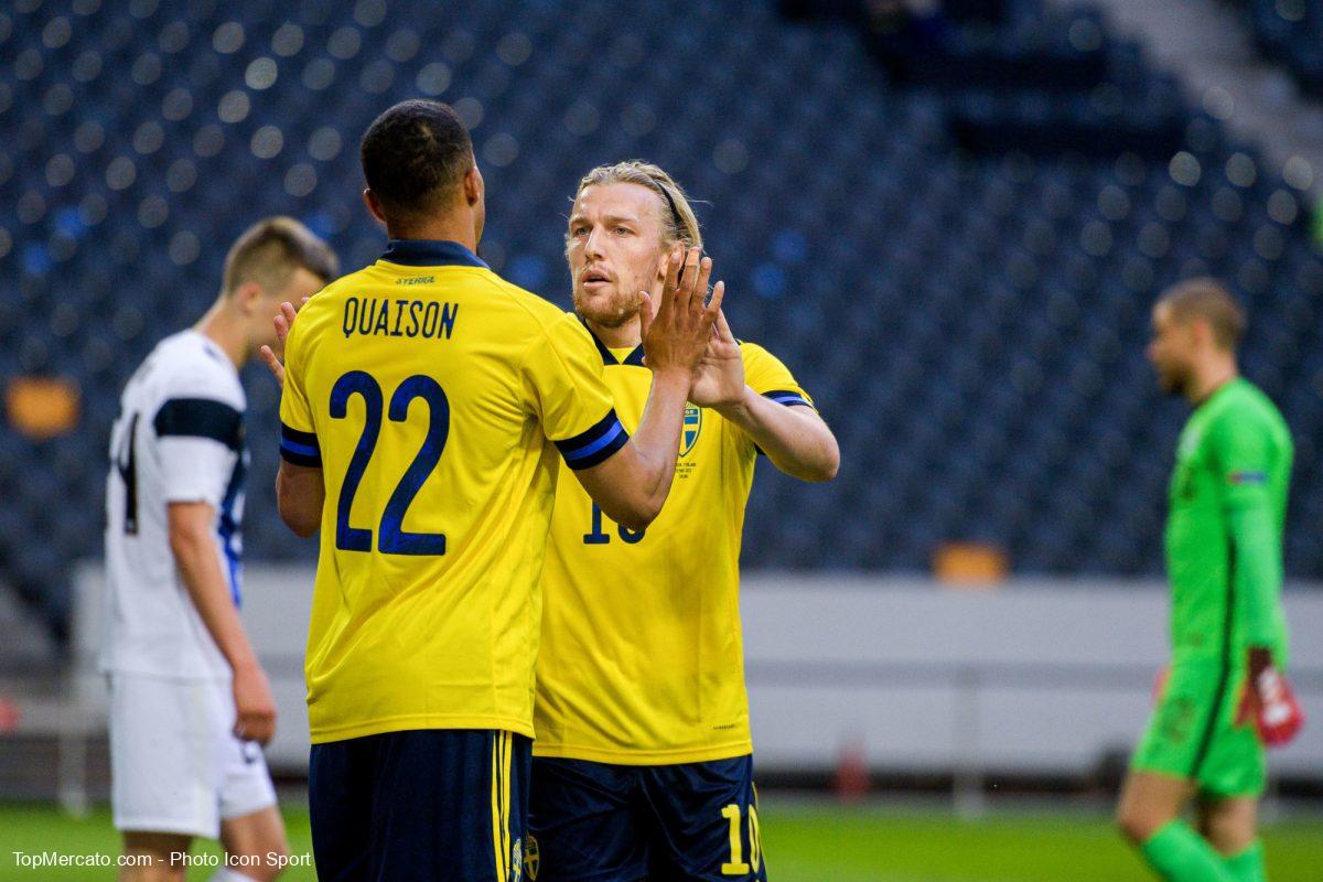 Robin Quaison et Emil Forsberg, Suède-Finlande