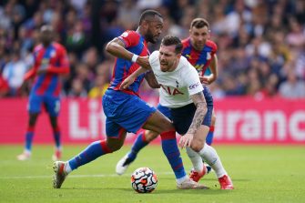Pierre-Emile Hojbjerg et Jordan Ayew, Crystal Palace-Tottenham