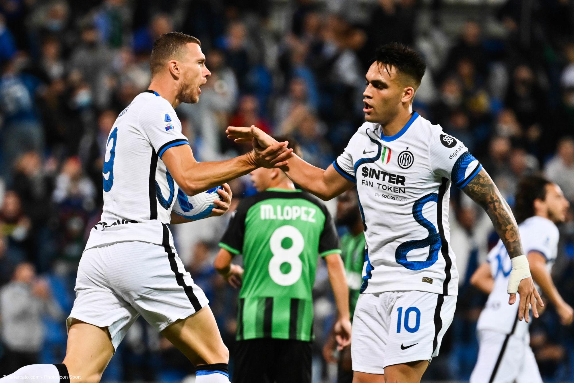 Edin Dzeko et Lautaro Martinez, match Sassuolo Inter Milan