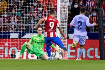 Luis Suarez et Sergino Dest, match Atletico Madrid-Barça FC Barcelone