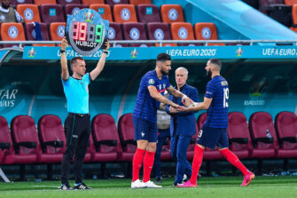 Olivier Giroud Karim Benzema Didier Deschamps EDF Equipe de France