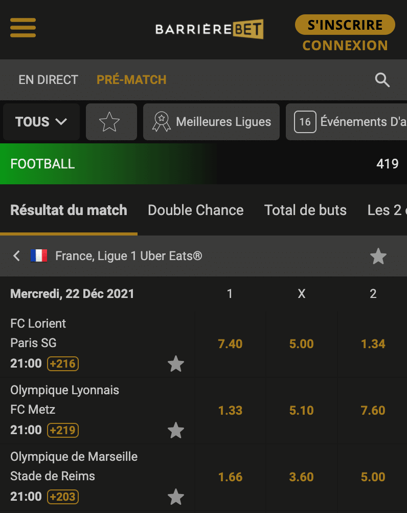 Barriere bet mobile