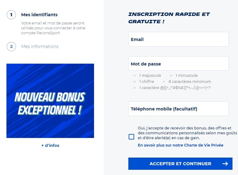 Inscription Code promo Parions Sport