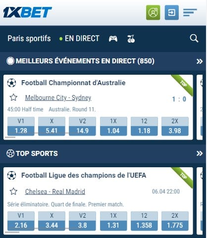 Site mobile 1xbet