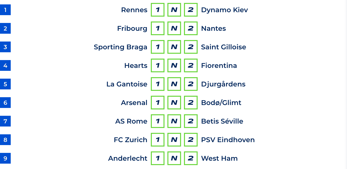 Grille Football Loto foot