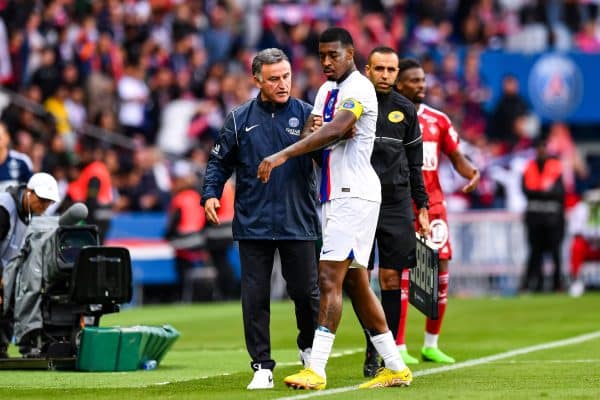 Christophe Galtier et Presnel Kimpembe, PSG Paris Saint-Germain