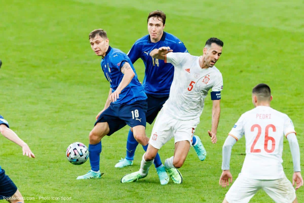 Nicolo Barella Federico Chiesa Sergio Busquets Italie Espagne